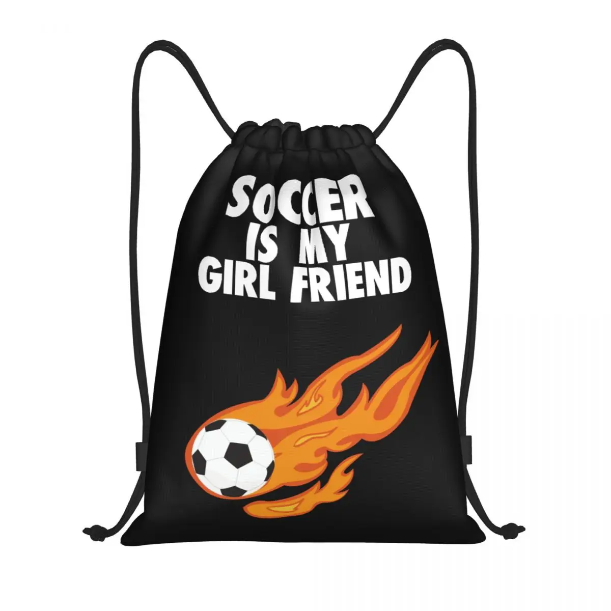 Soccer Fire Football Drawstring Backpack Women Men Gym Sport Sackpack Foldable Shopping Bag Sack