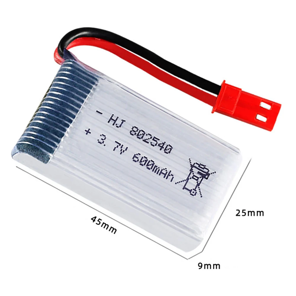 3.7v 600mAh 802540 With Jst Plug +Changing For 1315S HJ819 HJ818 509W DFDF161 X400 X500 X800 RC Quadcopter Drone Spare Part