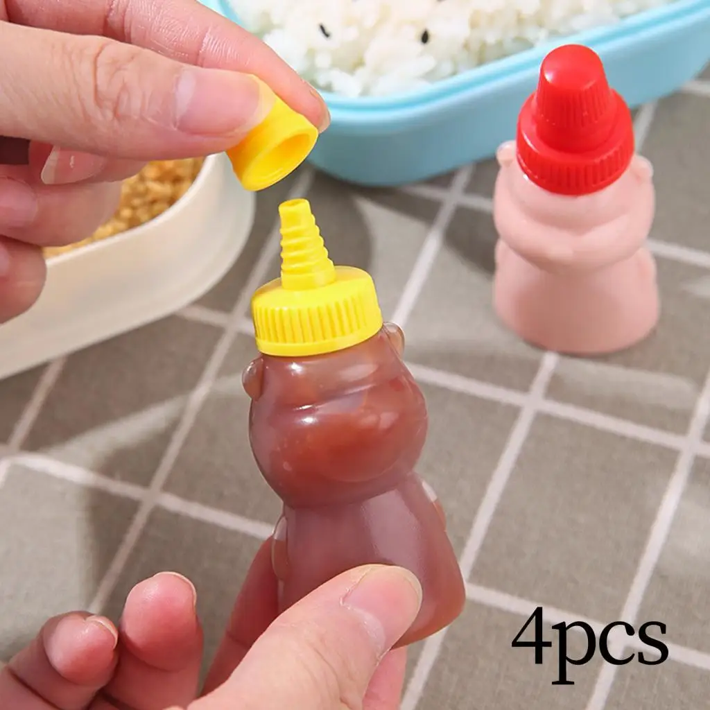 4x Condiment Squeeze Bottles Honey Mustard Squeeze Bottles Mini Ketchup Bottles for Syrup Condiments Maple Syrup