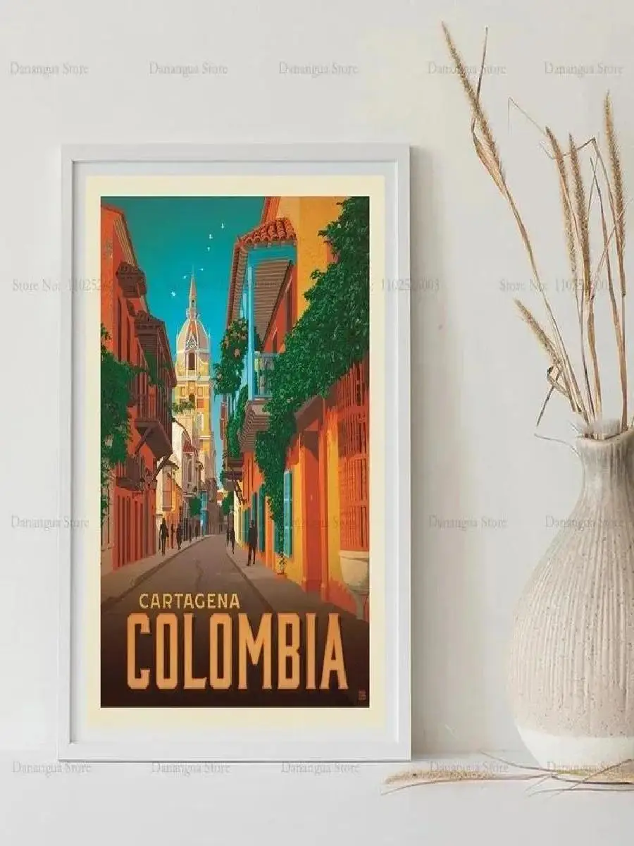 Tunisia  Colombia Travel City World Landscape Vintage Poster Prints  Wall Art Canvas Painting for Room Bedroom Home Decor  Perfe