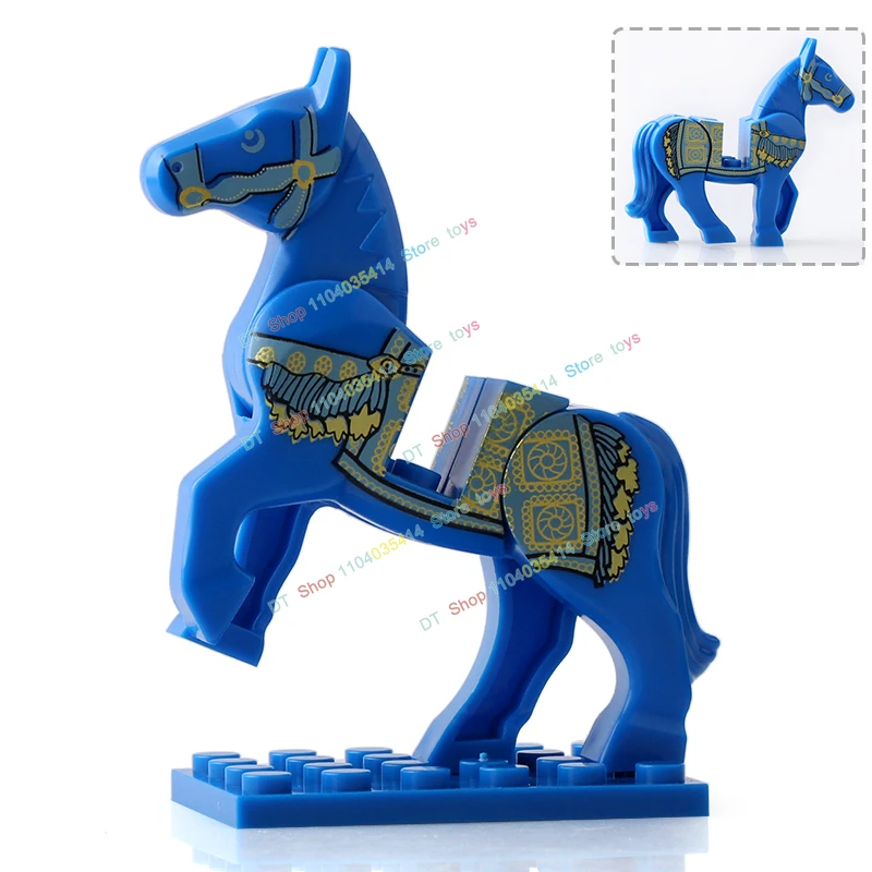 Military Cavalry Mounts Ancient War Horse Saddle Skeleton Horses Wolf Mount Animal Building Blocks Bricks Educational Toys Gifts