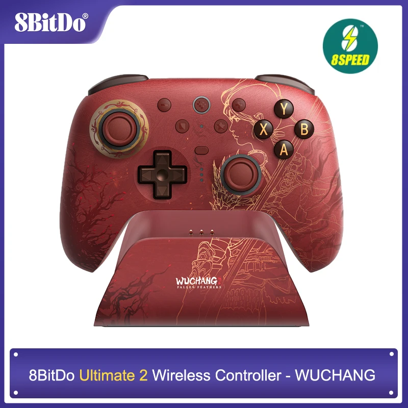 8BitDo Ultimate 2 WUCHANG، وحدة تحكم TMR Joystick & Hall Effect مع قاعدة شحن للكمبيوتر الشخصي، Windows 10، 11، Android