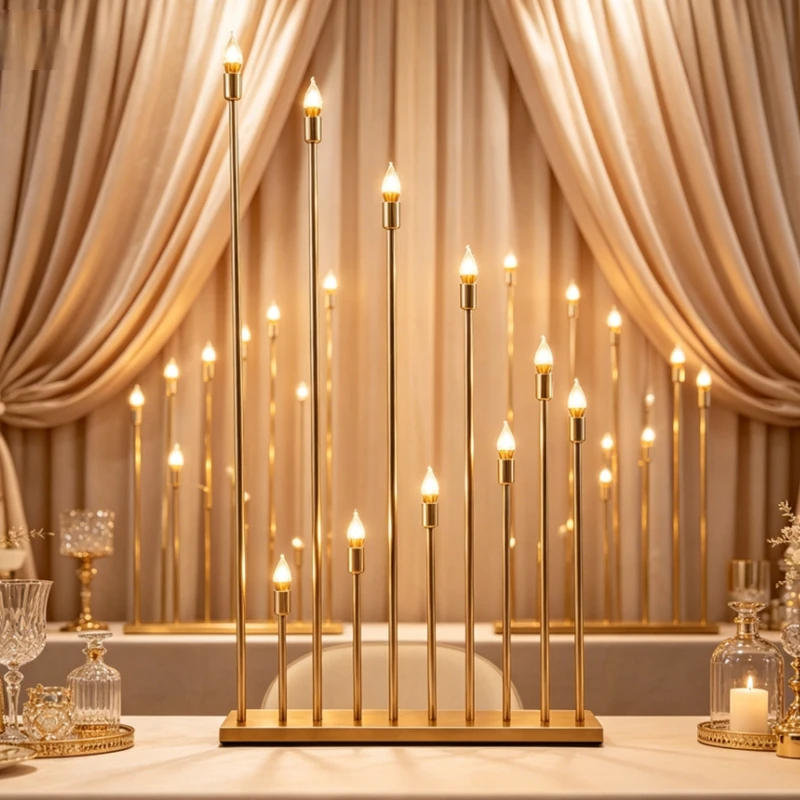 2 Sets 10 Heads Metal Candelabra Reed Lamps Road Guide Wedding Table Centerpiece Candelabrum For Home Event Decorative