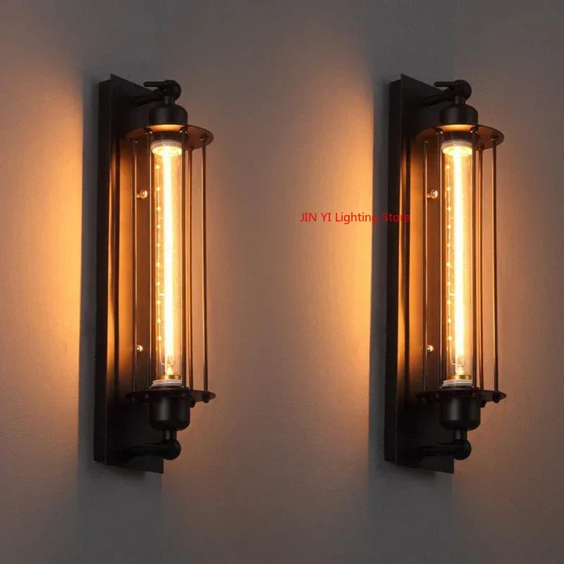 Industrial Style Retro Wall Lamp for Restaurant Loft  Light  Bedside Room Decor Indoor Led Lighting with Light Bulb Warm Light