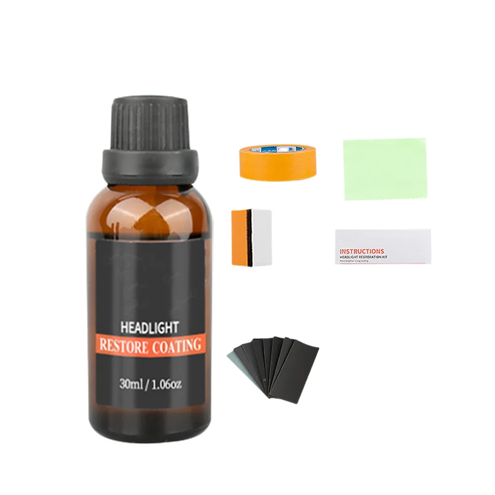 

30Ml Car Restoration Kit Headlight Polishing Fluid Removes Haze Yellowing Foggy Lenses Auto Lamp Renovation Agent For Headlight