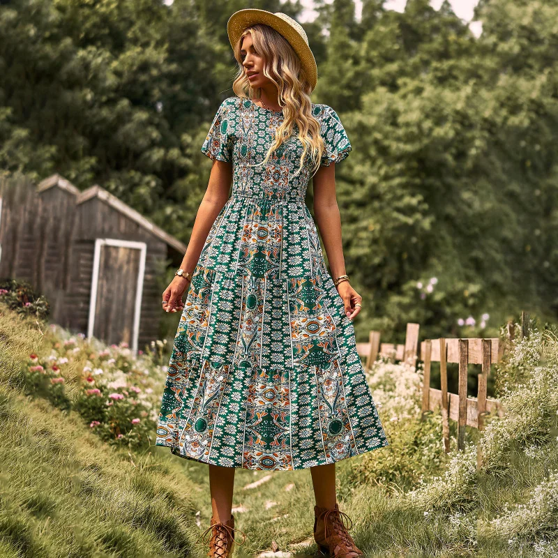 

Платье-клеш в европейском и американском стиле, весна-лето 2026, с эффектом утончения талии, женская европейская и американская мода