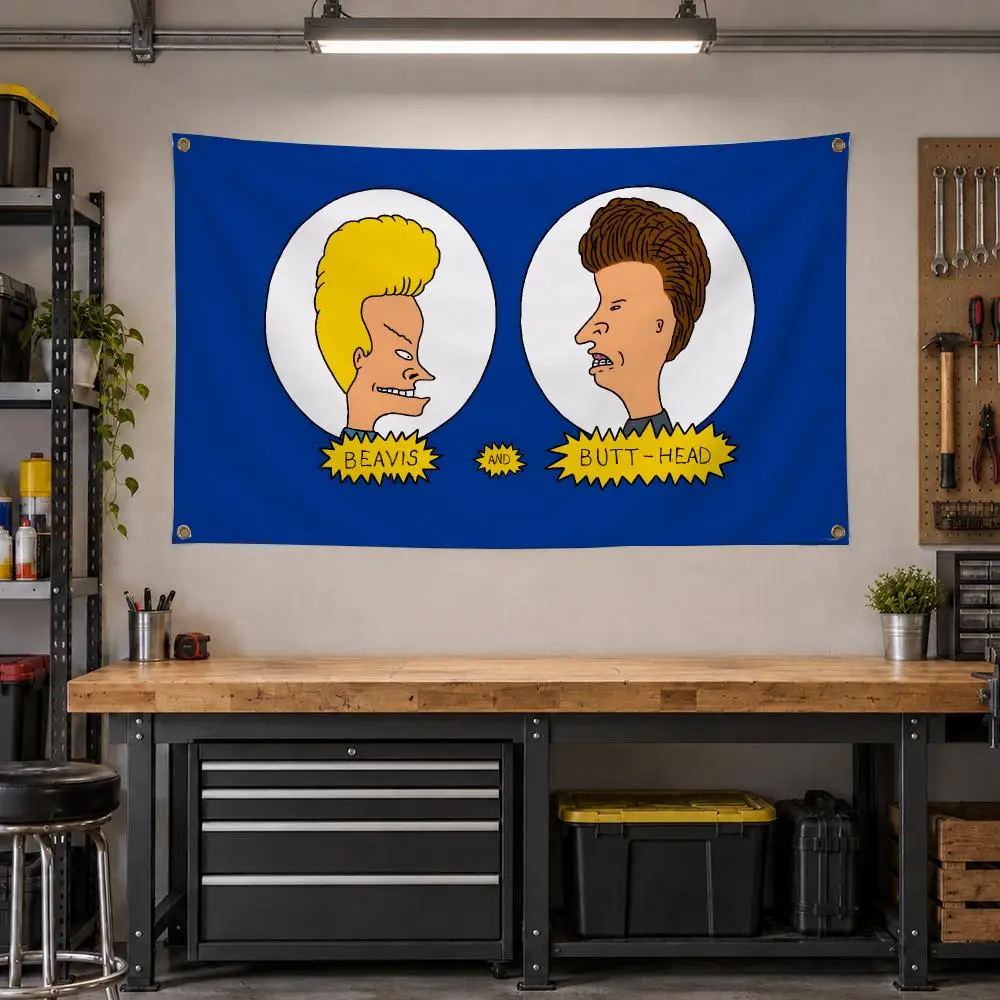 Cartoon Beavis And Butt-Head MTV Comedy Flags Personalized Banner Flag Room Dorm Camping Picnic Garage Bar Outdoor Wall Decor