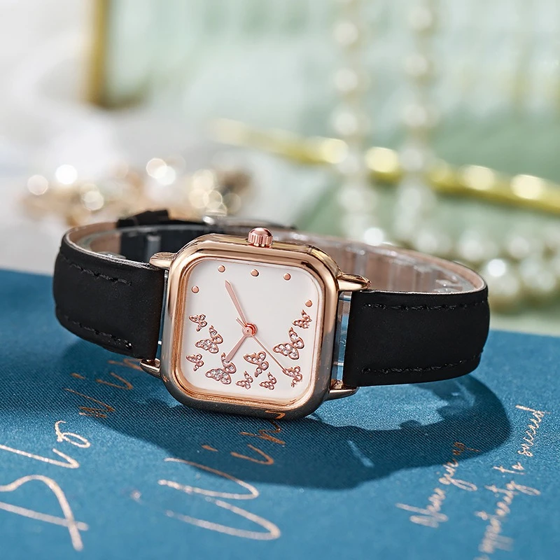 2025 نساء ساعات حزام من الجلد فراشة ساعات المعصم السيدات ساعة كوارتز ساعة عادية هدية فستان Reloj Mujer Vro oraСыыыСВСЛВСХВСХВСХВСНГ