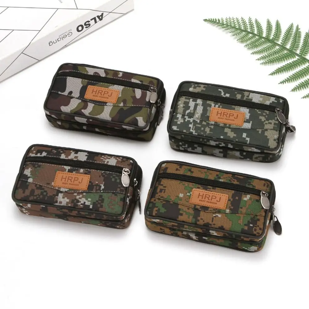 Vertical/Horizontal Mobile Phone Fannypack Large Capacity Multi-layer Phone Belt Hanging Pouch Universal Camouflage