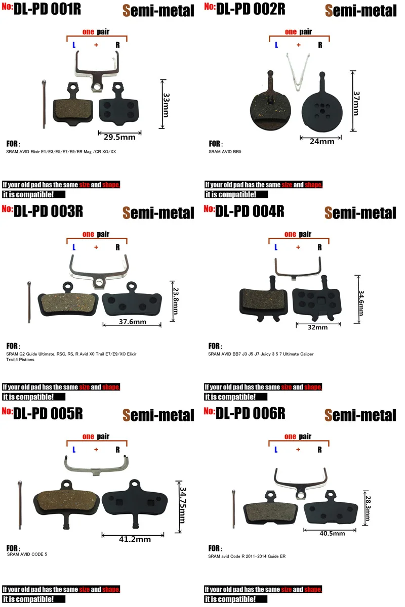 Pastillas de freno de disco para bicicleta SHIMANO XT/R ZOOM 975 985 ZEE MT5 315 MAGURA MT8 SRAM AVID BB5 Elixir DB1S semimetálicas, 4 pares