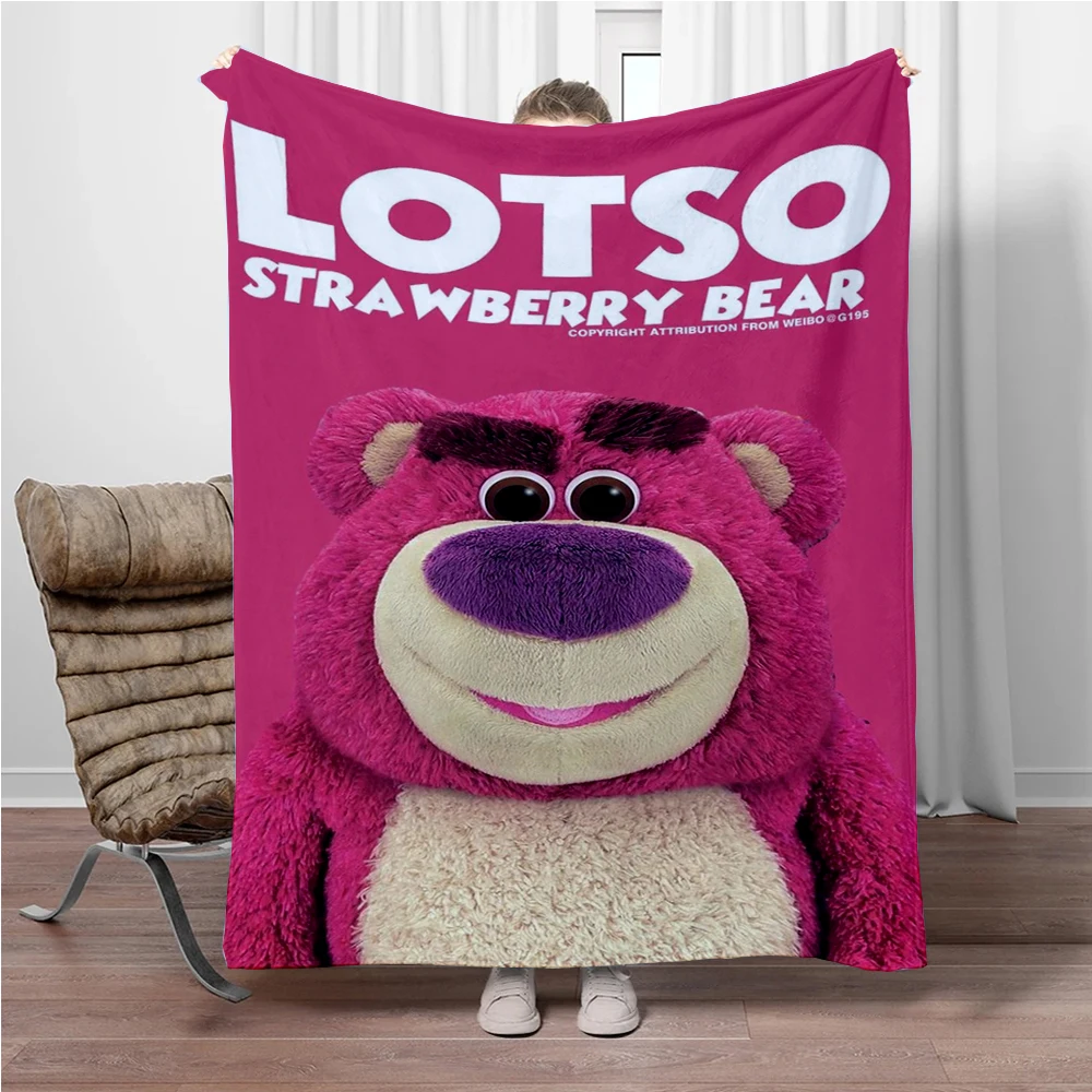 MINISO Toy Story Lotso Bear Thin Blankets Soft Fluffy Children Throw Adults Sofa Plush Girl Camping Travel Blanket for Sofa Beds