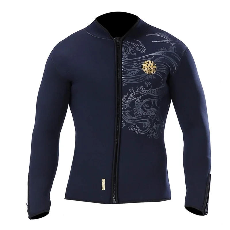 Wet Suits for Men Women 5mm Long Sleeve Neoprene Wetsuit TOP Front Zipper Swim Jacket for Diving Surfing Swimming Kayaking