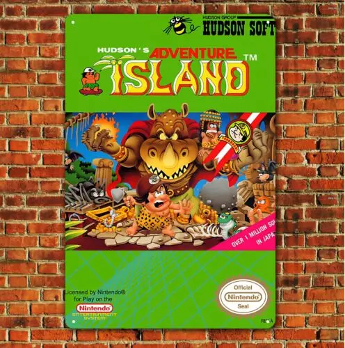 Adventure Island Video Game Metal Poster - Tin metal sign (Size 8x12in)