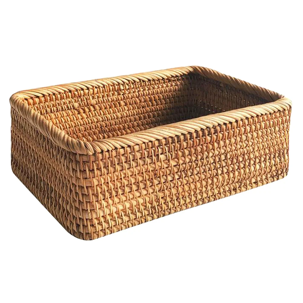 

Hand Woven Rustic Bread Basket Storage Tray Decorative Fruit Snack Serving Basket for Kitchen Home Dining Room Organizer