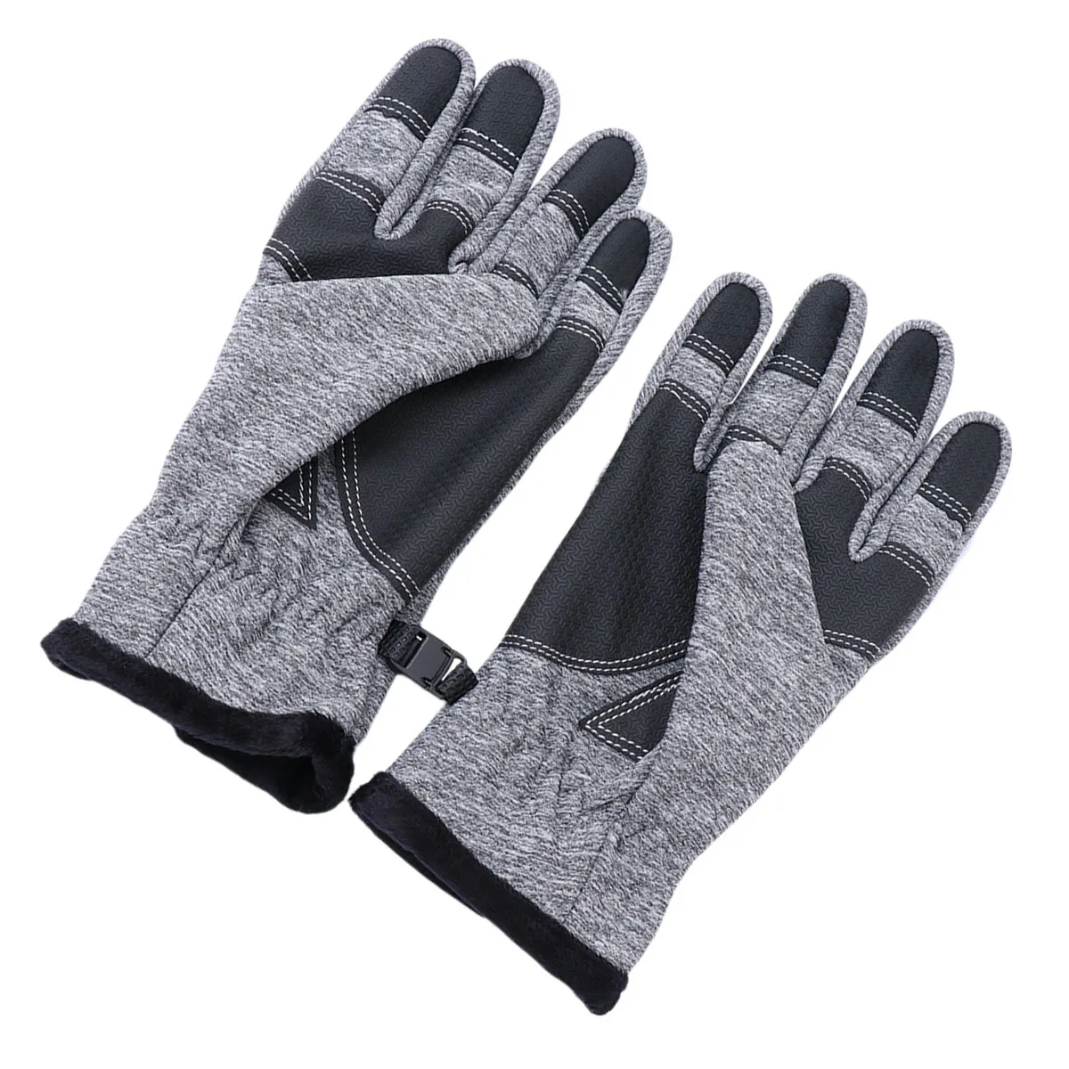 Grey Size S Waterproof Touch Screen Cycling Gloves Winter Warm Outdoor Sports Running Climbing Gloves for Men Women