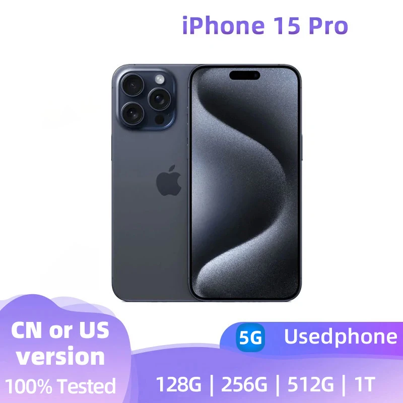 Apple iphone 15 Pro 5G 6.1'' 128GB/256GB/512GB/1T ROM A17Pro Bionic Chip iOS17 All Colours in Good Condition Original used phone