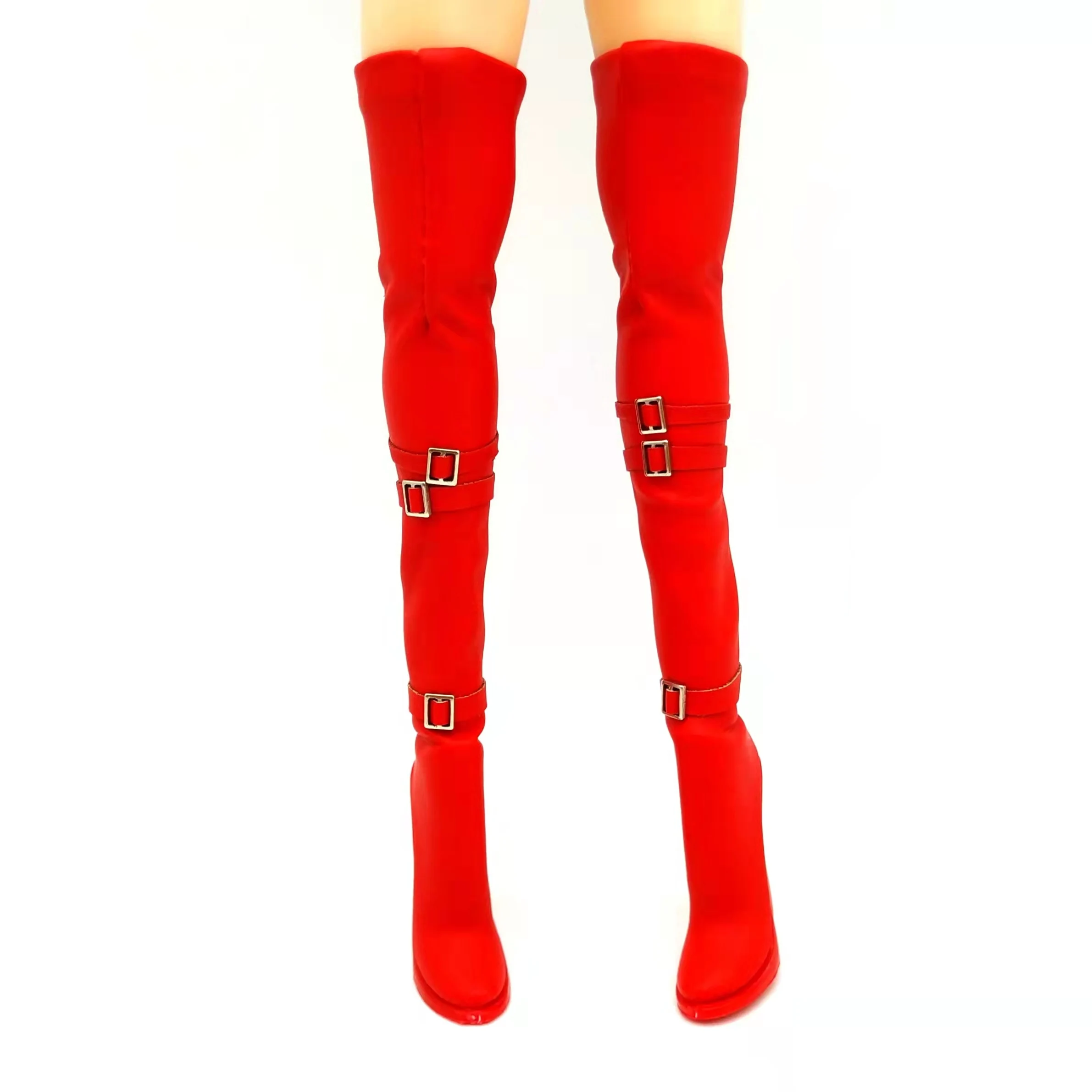 

Red 1/6 Scale Fashion Girl High Boots Model Solid Female Solider Shoes for 12in Detachable Feet Doll Action Figure Toy