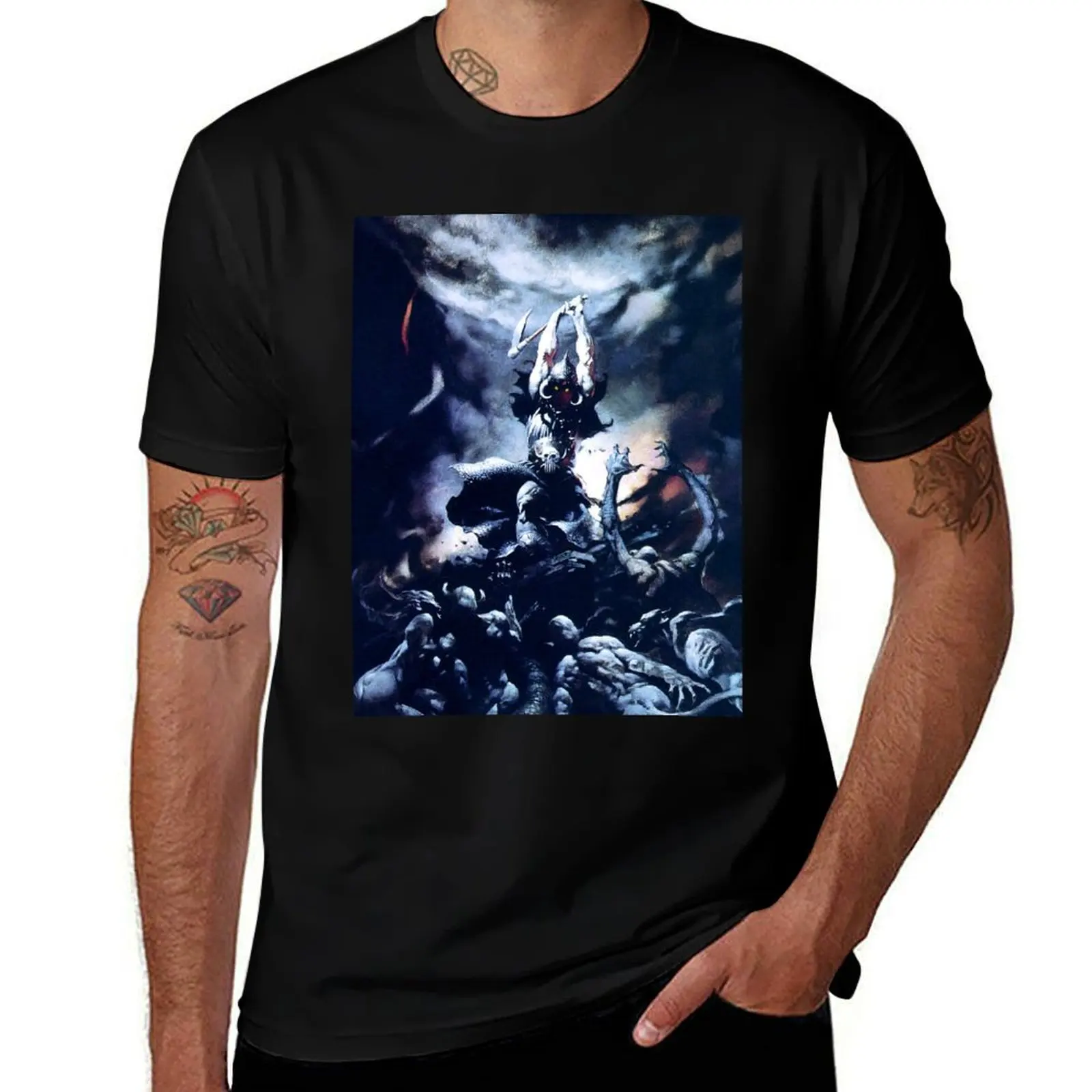 

Frank Frazetta - Death Dealer T-Shirt Big and Tall Basic Tee Shirt
