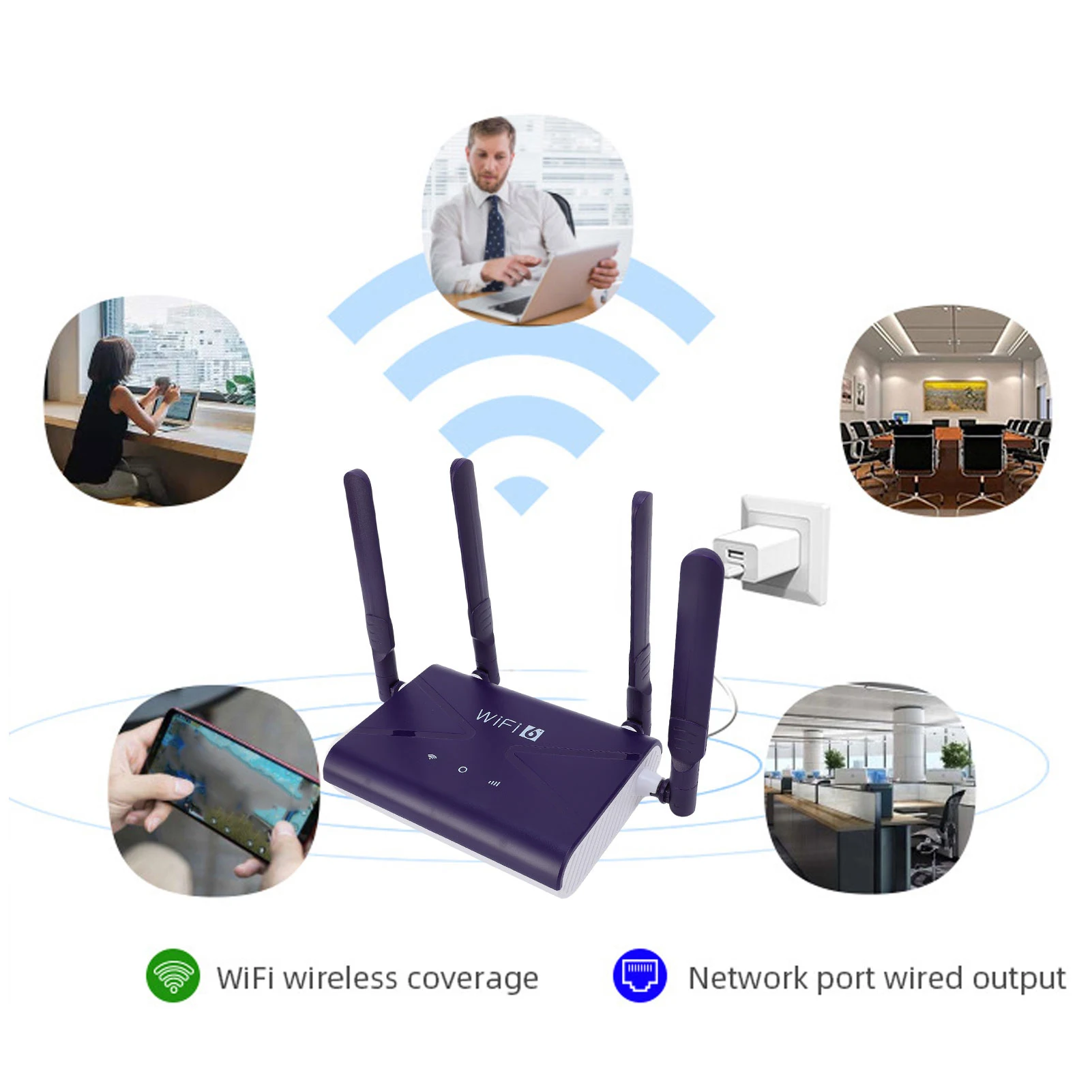 CPE Router WiFi6 Wireless Router 300Mbps 4G 5G CPE LTE Router with SIM Card Slot 4 Antennae for Phone Laptop PC Wireless Router