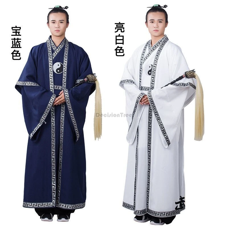 

2025 traditional chinese-style ethereal priest's costume hanfu set robe long gown bordered robe taoist robe performance costume