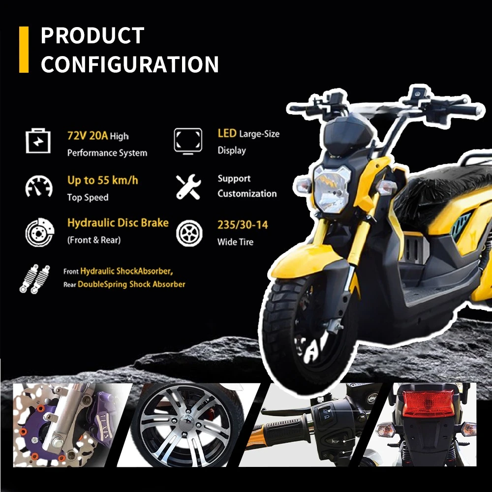Electric Cargo Bike with Light Emitting Diode 60v Center Drive Motor 3 Wheel Open Body Electric Scooter