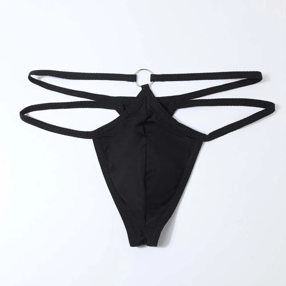 Comfortable Mesh Men's Thin Thong Hollow Out Transparent Men Underwear Low Waist Thin Strip T-back Briefs Intimate