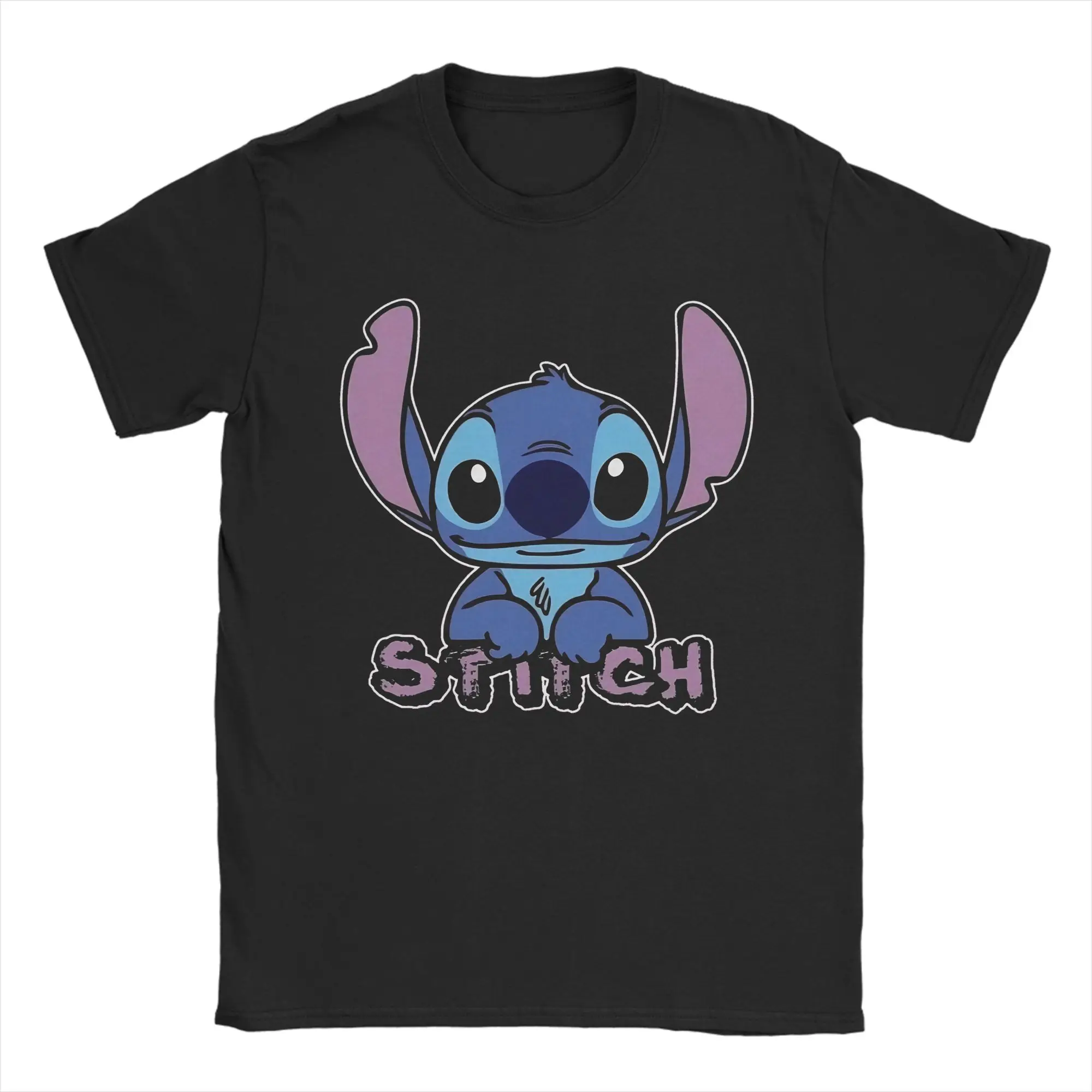 

classic lilo and stitch cute T-Shirts Men Novelty Pure Cotton Tees O Neck Short Sleeve T Shirt Printing Tops