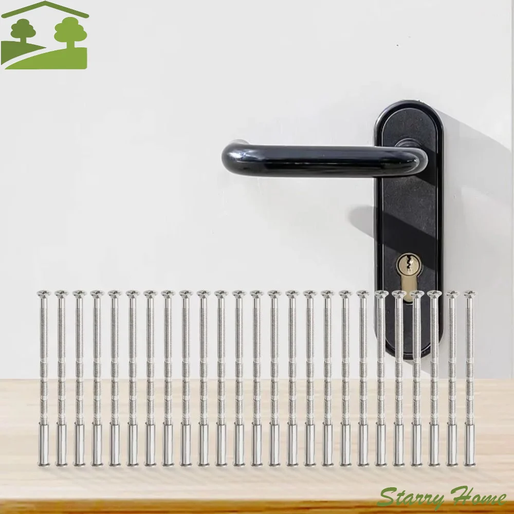 50 Pcs/set Snap-Off Door Handle Screws Set M4 X 60mm Long Door Handle Bolt Flat Countersunk Head Cross-split Anti-Theft Screws