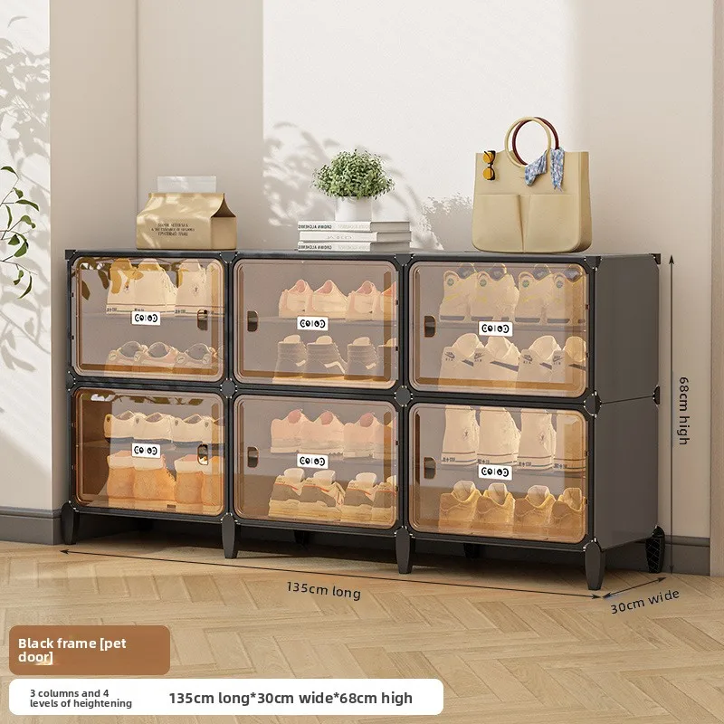 

Простая пластиковая обувница для дома, для использования внутри помещения, пылезащитная, для хранения у входа, прозрачный шкаф для обуви.