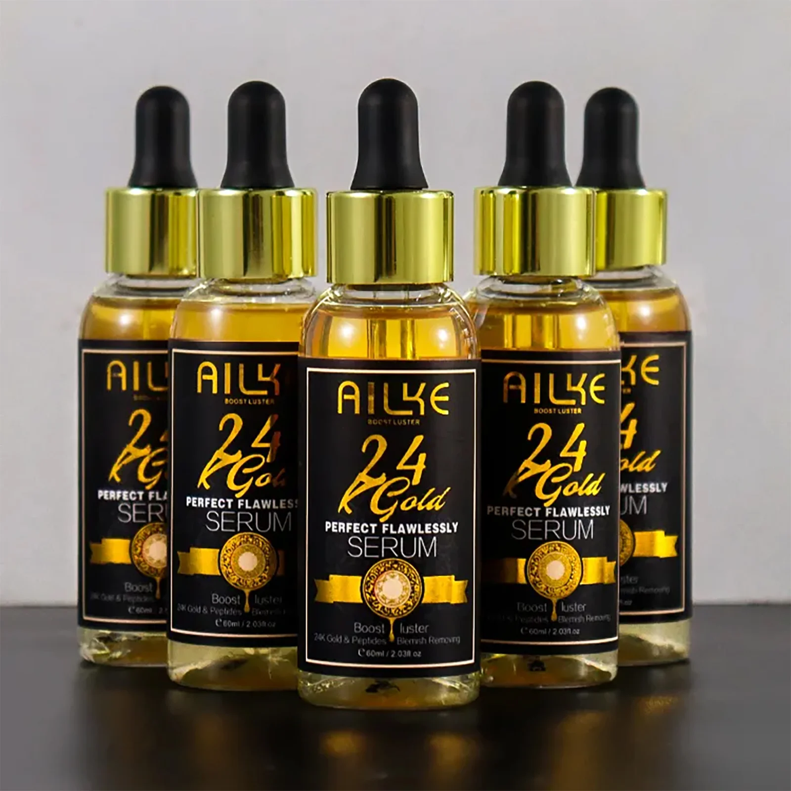 AILKE 24k Gold Flawlessly Serum, Whitening, Deep Clean Skin, Even Skin Tone, Blemish Clearing, With Peptide, For Face & Body