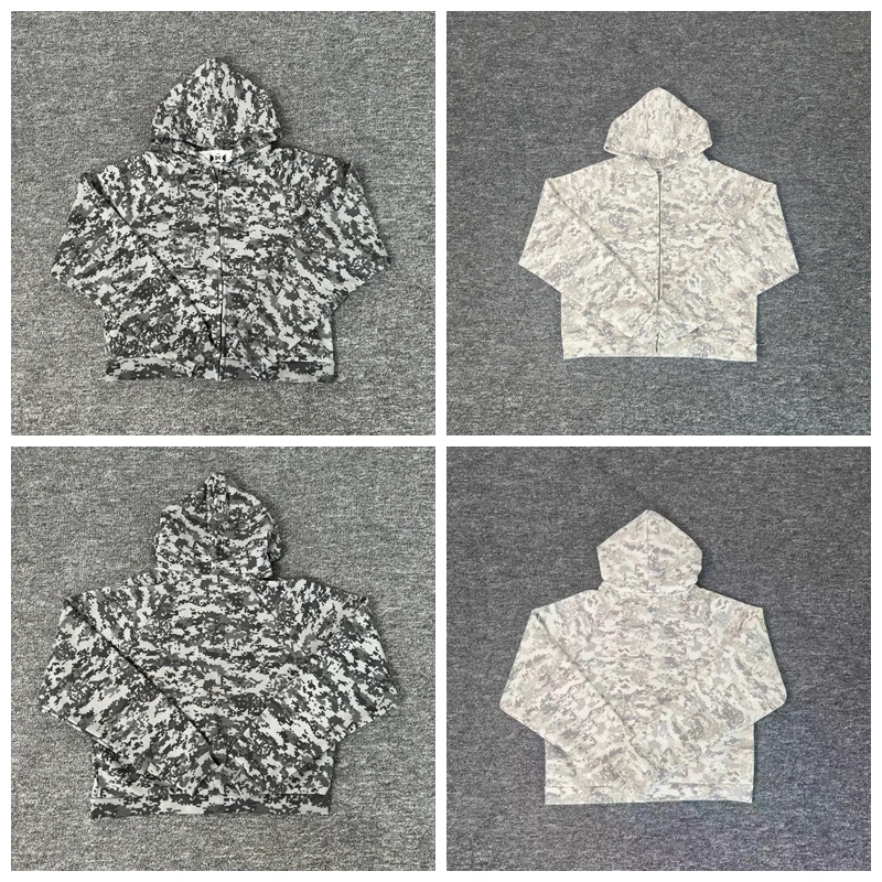 

Men's Loose Fit Hoodie Sweatirt Fce Lined Camouflage Print Casual Streetwear Sle Zipper Closure Long Sve T-irt