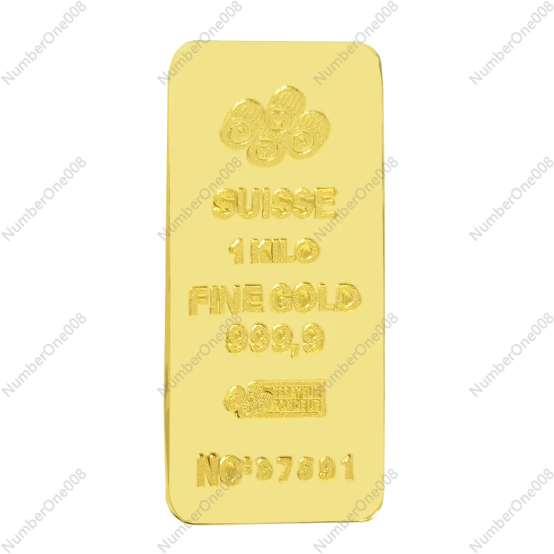 1000g Gold Plated Copper Bar， Heavy Gold Bullion Replica Prop for Display， Bank Jewelry Store Decorative Sample & Collectible