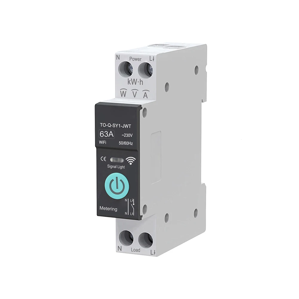 For Smart Circuit Breaker 1P 63A WiFi Wireless Remote Control Metering For For TUYA App DIN Rail Home Automation Electrical Pane