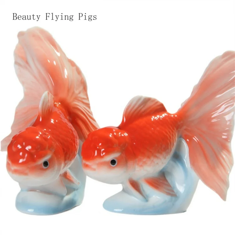 2pcs Creative ceramic goldfish decorations for living room, bedroom, sample room, bar, and wine cabinet decorations feng shui