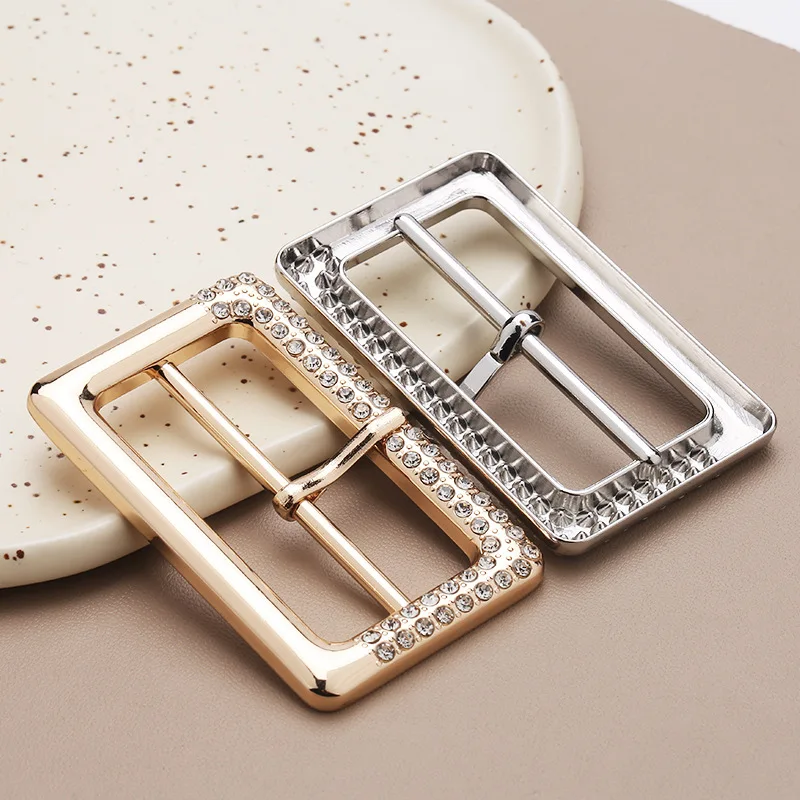 Rhinestones Belt Buckle Metal Pin Buckle Adjustment Windbreaker Coat Waistband Buckles for DIY Leather Craft Webbing Accessories