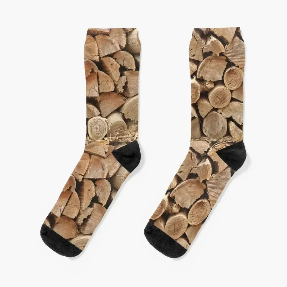 Calcetines de pila de madera de fuego de corte Natural, marca de diseñador de hockey, regalo de Navidad, calcetines florales para niño y mujer