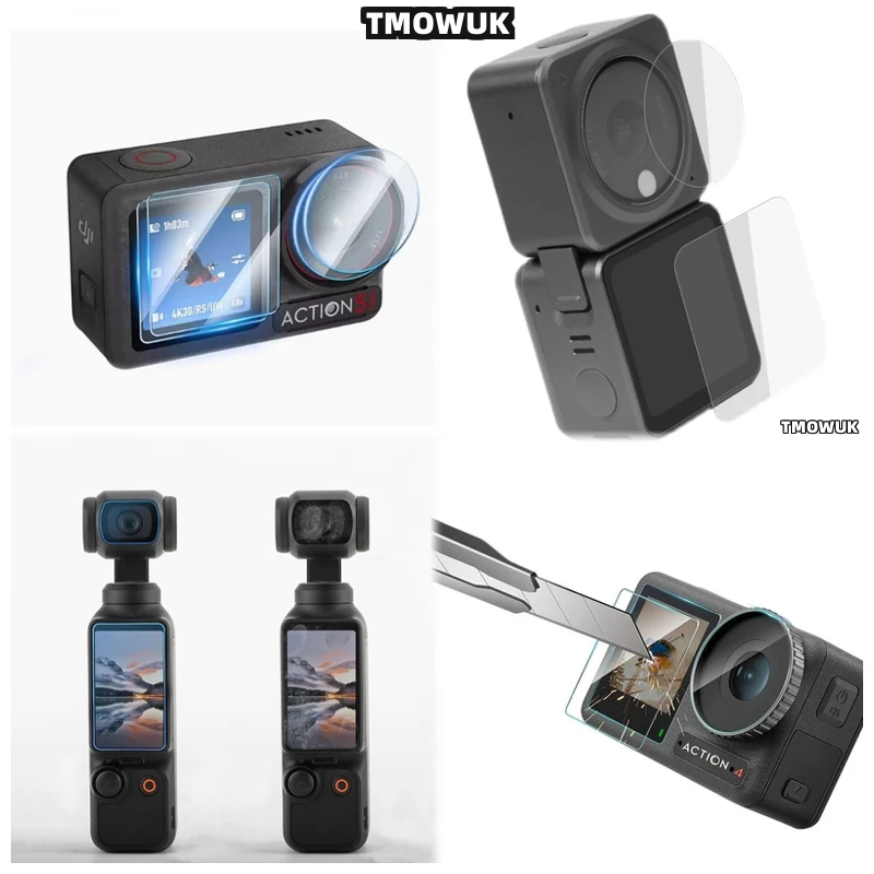 

For DJI Pocket 1 2 Osmo Pocket 3 Action 2 4 Pro - UV - Resistant Tempered Glass Screen Protector And Lens Cap