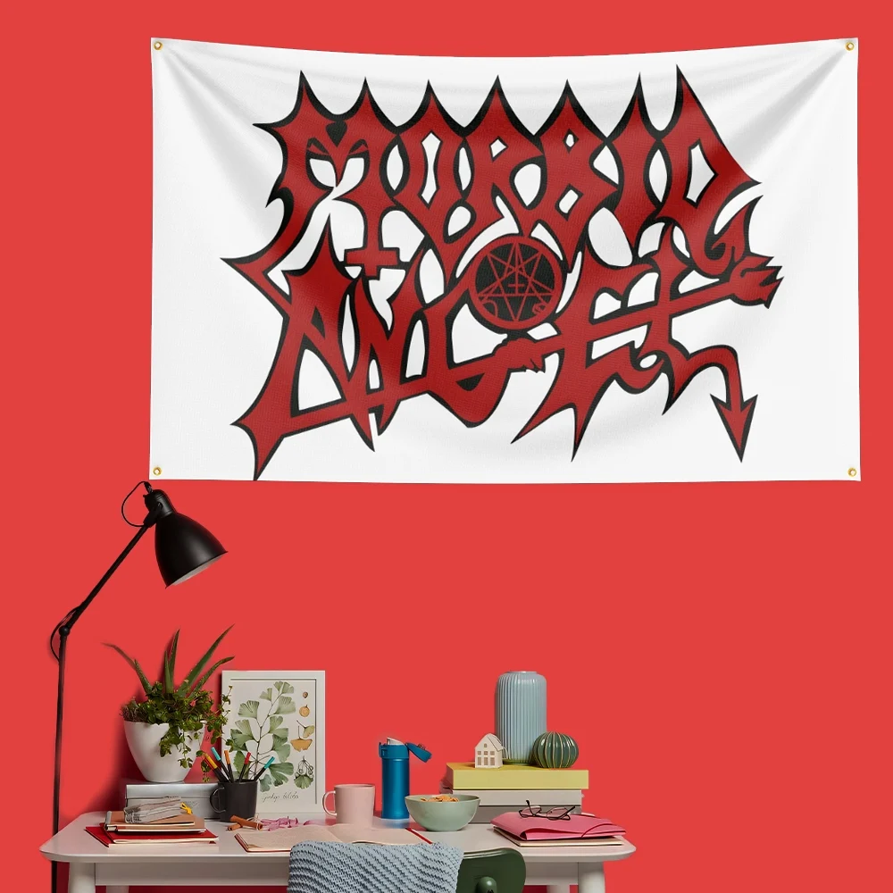 Morbid Angel Inspired Rock Music Flag 3x5 FT 90x150cm Polyester Decorative Banner Tapestry For Music Fans Bedroom Wall Decoratio