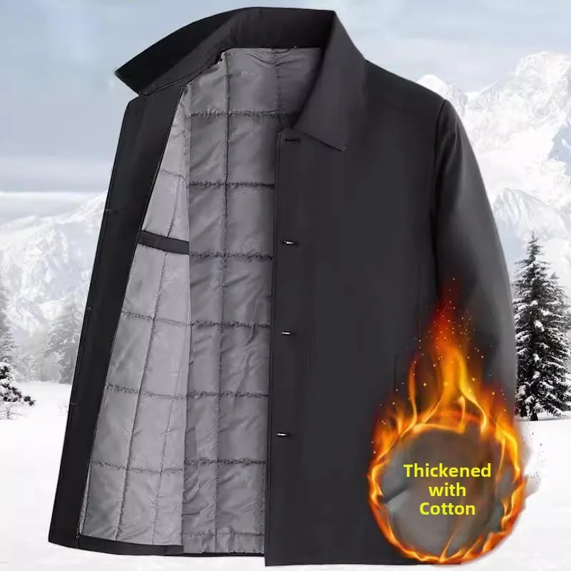 

Thiened Cotton Winter Jaet for Men Warm Coat Stand Collar Long Sve Autumn Winter Clothing Youth Faion Zipper Closure