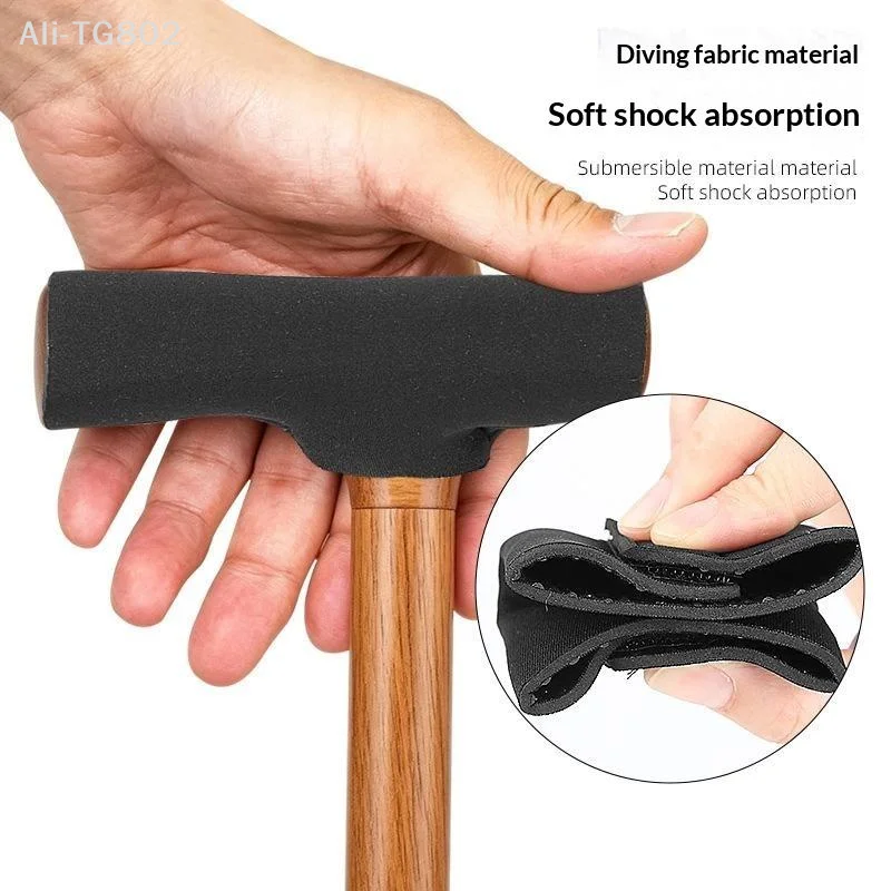 1Pcs Soft Anti Slip Cane Handle Cover Shock Absorption Adjustable Crutch Pads Fit For Elderly Daily Walking Aid Accessories
