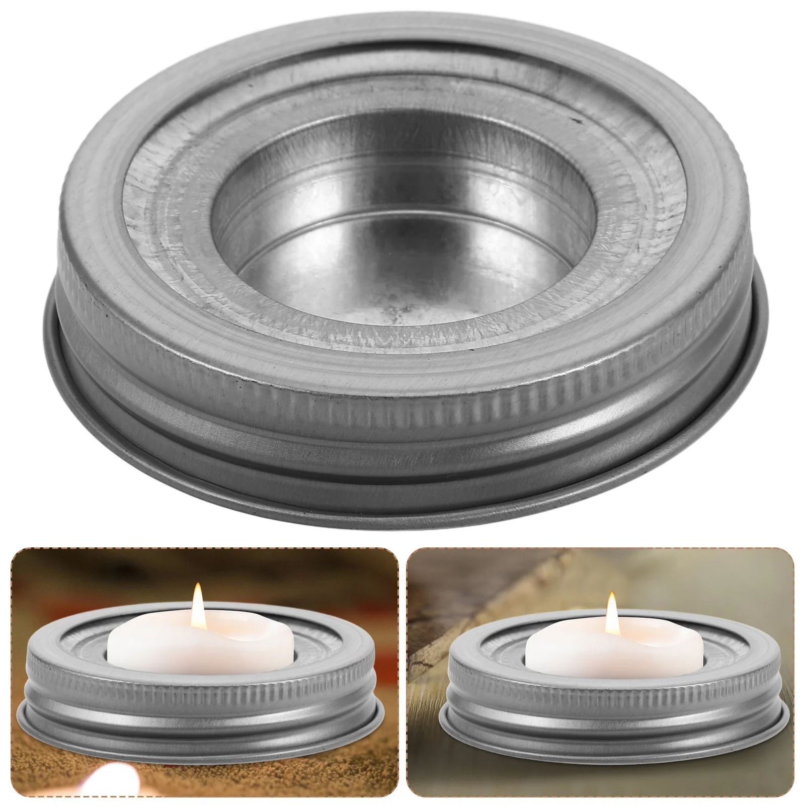 

1Set Secure Stainless Steel Holder Inserts Regular Mouth Jars Lid Universal Fit Decorative Tea Light Holders