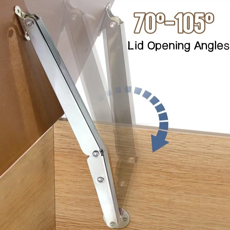 2Pcs Soft Close Gas Struts 60N-200N, Automatic Lid Support Hinges for Cabinet Chest Bed, Safe Slow Lowering Lift Spring