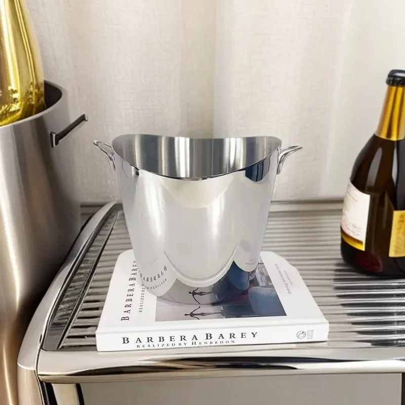 Nordic Stainless Steel Ice Bucket for Champagne Beer Red Wine Household Bar Party Drink Cooler High Quality Metal Wine