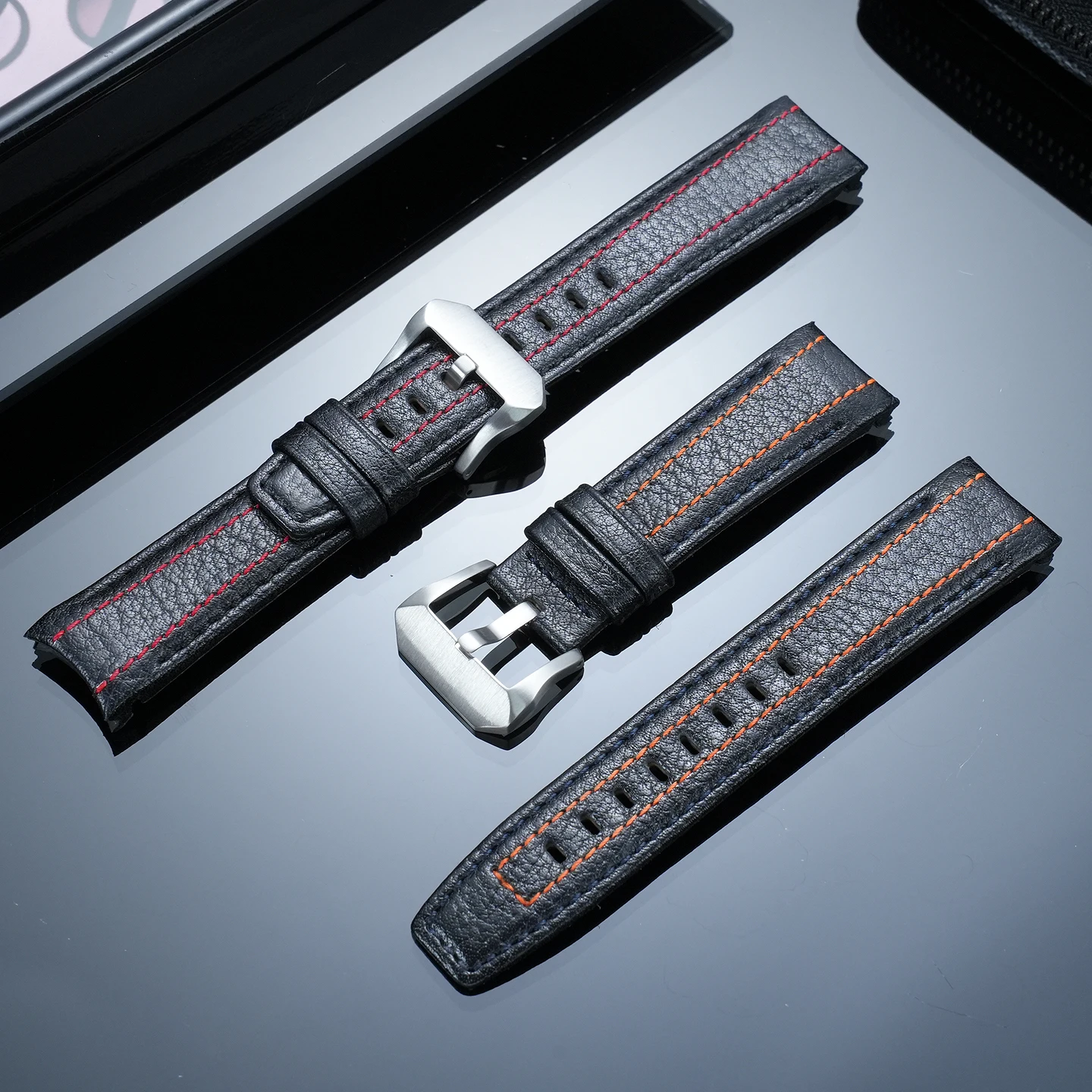 Curved Genuine Cowhide Replacement Watch Strap Durable Leather Wristband for Citizen Eco‑Drive JW0138 JW0139 JW0148‑12L Strap 22