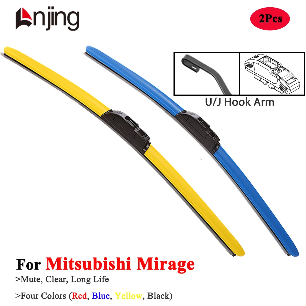 

LNJING Colorful Hybrid Wiper Blades For Mitsubishi Mirage G4 1991 1995 2000 2003 2012 2017 2019 2022 2023 2024 Car Accessories