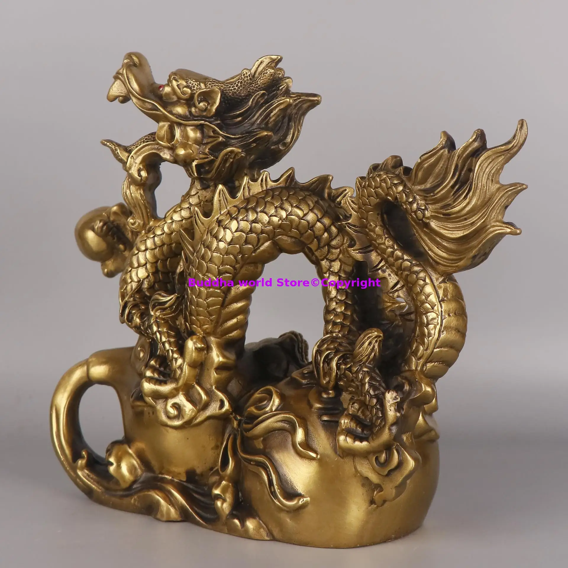 2025 Copper Recruiting wealth money FU LU SHOU fortune dragon bring good luck Auspicious ornament home office store Prosperous