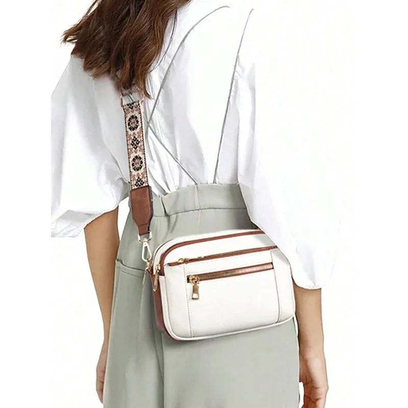 

Vintage Quilted Square Bag, Color-Block Crossbody Bag with Adjustable Strap, Multi-Functional Small Shoulder Purse with Zipper