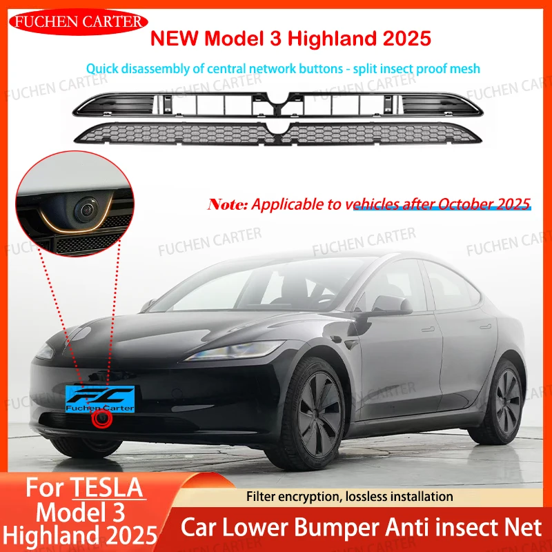 For Tesla New Model 3 2025 Launch Highland Front Bumper Grill Mesh Air Inlet Vent Cover Grille Guards Protector Anti-insect Net