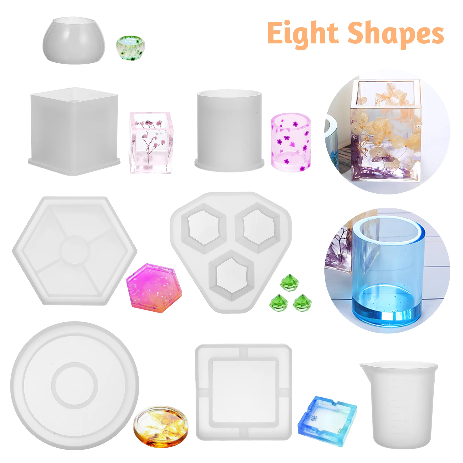 

1Set Water Crystal Column Pendant Silicone Moulds Kit for Resin Casting DIY Tools Coaster Ashtray Cylinder Moulds