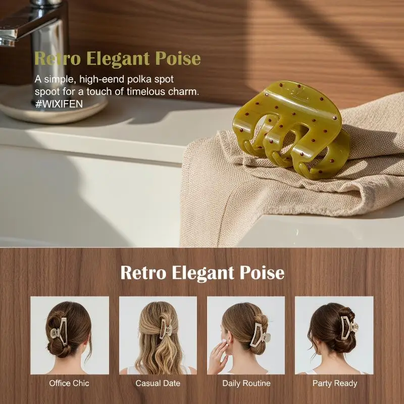 New Matte Hair Claw Clips Strong Non-Slip Grip Fashion Assorted Colors for Thin Hair Women Daily Office Makeup Use